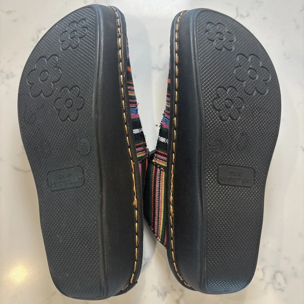 INGARO Happy SlipOn Clogs BuckleFabric Stripe Hippie Boho Comfort Women SZ 8.5 - Picture 5 of 10